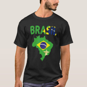 Camiseta Ideia de Bandeira Brasileira para Homens e Mapa do