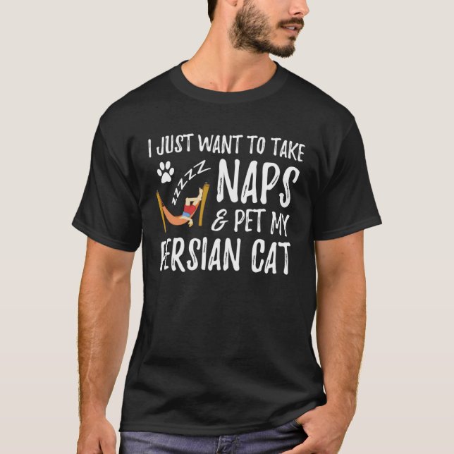 Camiseta Ideia de Gato Nap da Mãe de Gato Persa (Frente)