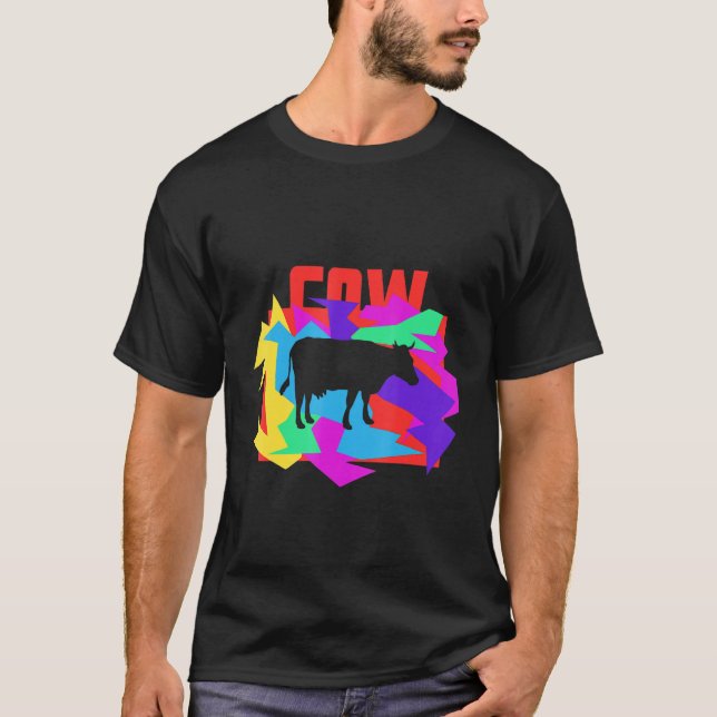 Camiseta Idéia de mosaico de vaca animal (Frente)