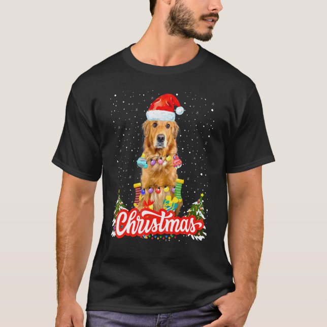 Camiseta Ideia de Natal com Golden Retriever para Crianças  (Frente)