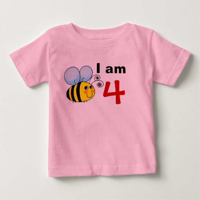 Camiseta ideia de presente de abelha de quarto aniversário (Frente)
