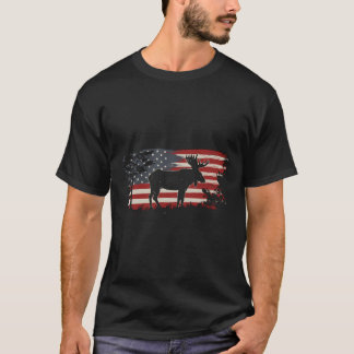 Camiseta Ideia de Presente de Alce Americano com Bandeira d