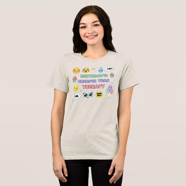Camiseta Ideia de presente de aniversário humorístico com E (Frente Completa)
