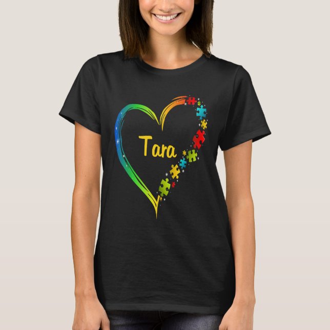 Camiseta ideia de quebra-cabeça do coração da conscientizaç (Frente)