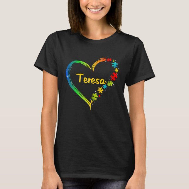 Camiseta ideia de quebra-cabeça do coração da conscientizaç (Frente)
