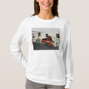 Camiseta Ideia de uma sala com um piano de cauda