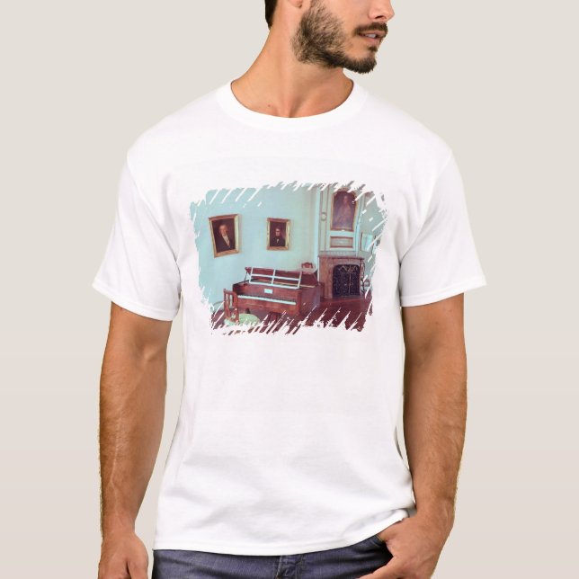 Camiseta Ideia de uma sala com um piano de cauda (Frente)