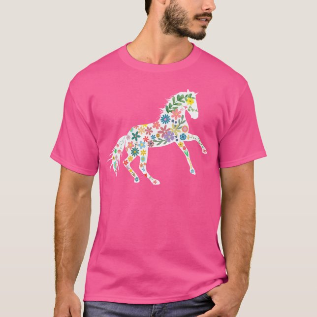 Camiseta Ideia Floral De Cowgirl Ocidental Para Cavalo E Ro (Frente)