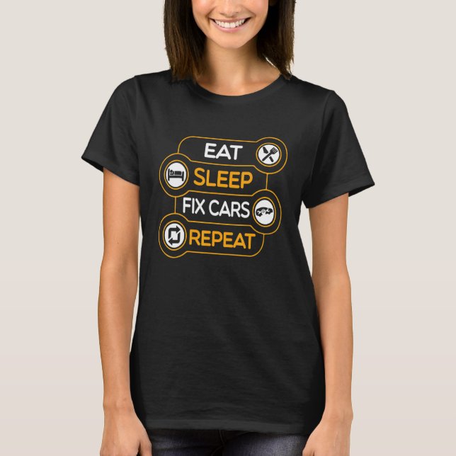 Camiseta Ideias Mecânicas Automáticas Comem Carros de Corre (Frente)