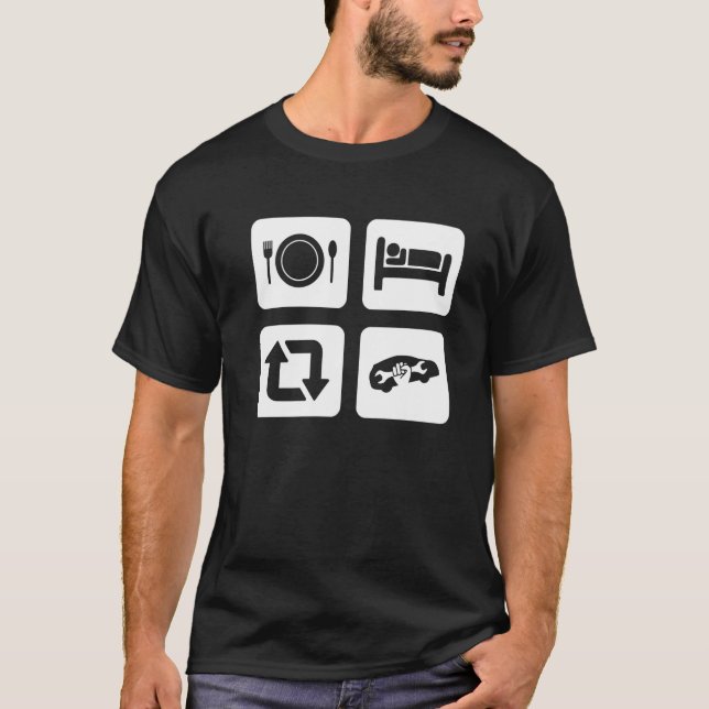 Camiseta Ideias Mecânicas Automáticas Comem Carros de Corre (Frente)