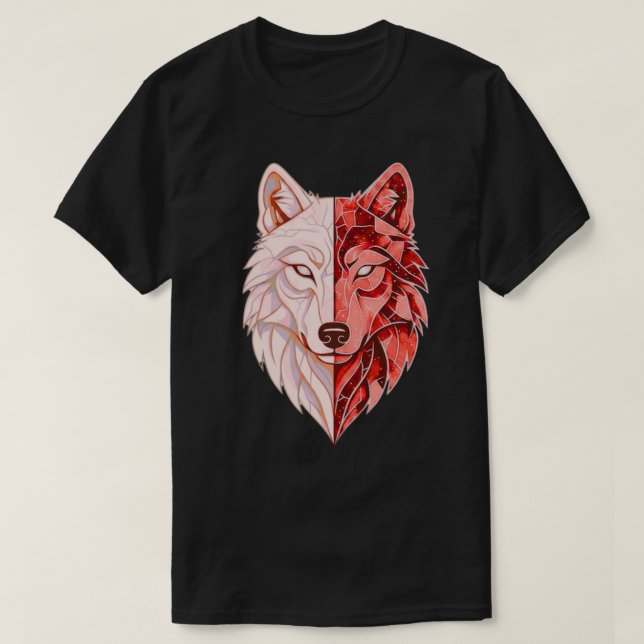 Camiseta Identidade Abstrata de Lobo | Símbolo Dual do Eu M (Frente do Design)