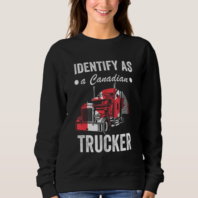 Camiseta Identifico-Me Como Um Caminhoneiro Canadense Suppo (Frente)
