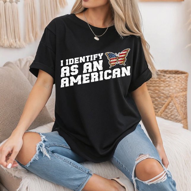 Camiseta Identifico-Me Como Uma Borboleta Americana Bandeir (Criador carregado)
