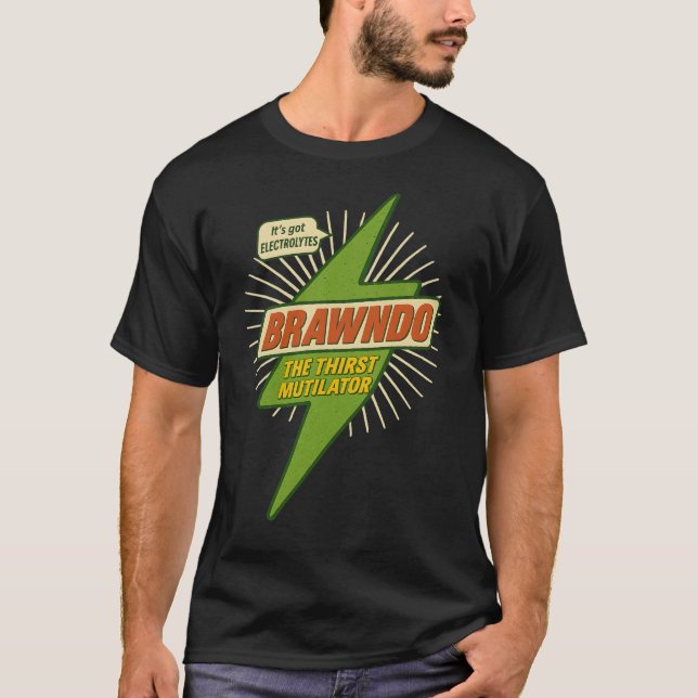 Camiseta Idiocracy Brawndo Shirt – Electrolytes Parody Desi (Frente)