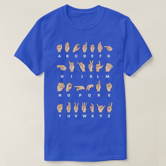 Camiseta Idioma de Sinais ASL Alphabet Dift af (Frente do Design)