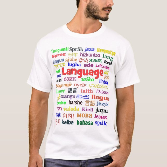 Camiseta Idioma em muitos idiomas c (Frente)