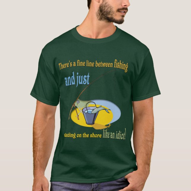 Camiseta Idiota de Pesca Engraçado (Frente)