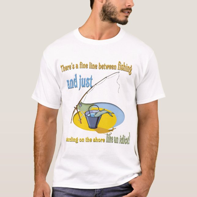 Camiseta Idiota de Pesca Engraçado (Frente)