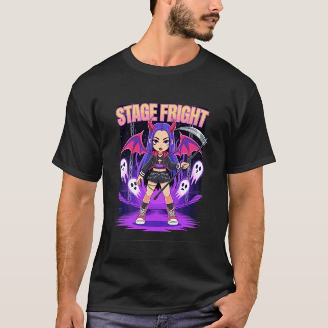 Camiseta Ídolo de Halloween com Foice Fã de Kpop com Medo d (Frente)