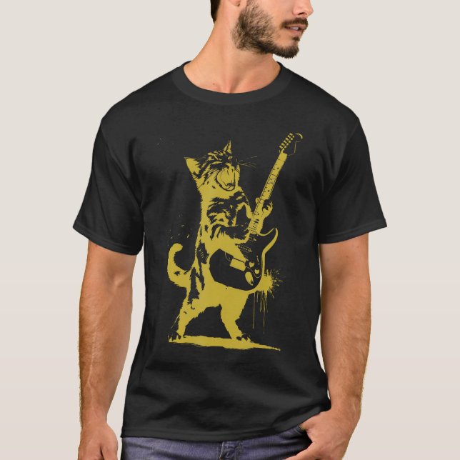 Camiseta Ídolo do Rock Tocando Violão para Homens (Frente)