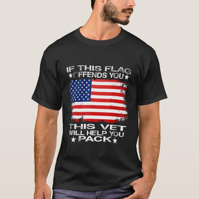 Camiseta If This Flag Offends You This Vet Will Help You Pa (Frente)