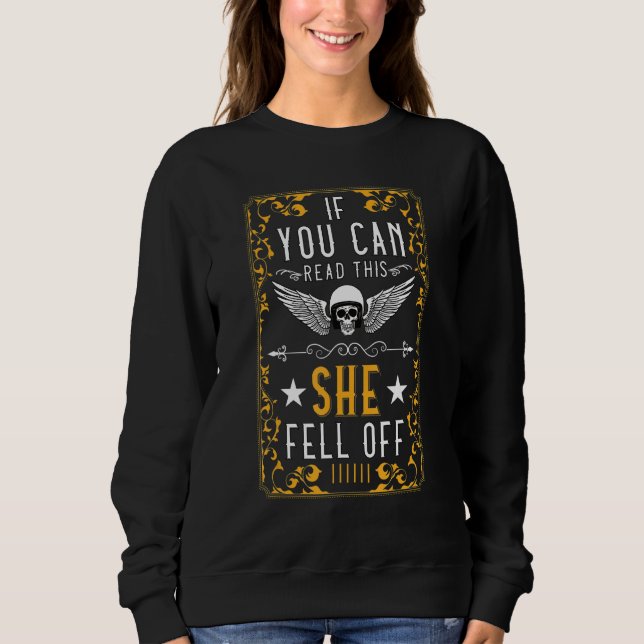 Camiseta if You Can Read This She Feel Off Motorcycle Skull (Frente)