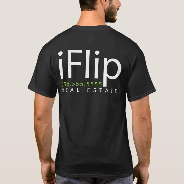 Camiseta iFlip. Eu lanço bens imobiliários. Promo do (Verso)