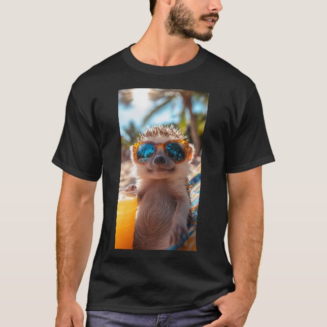 Camiseta Igel am Strand mit cooler Brille (Frente)