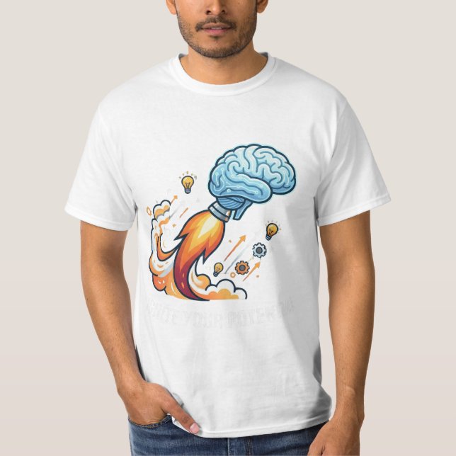 Camiseta Ignite Your Potential Rocket Brain Motivational Gr (Frente)