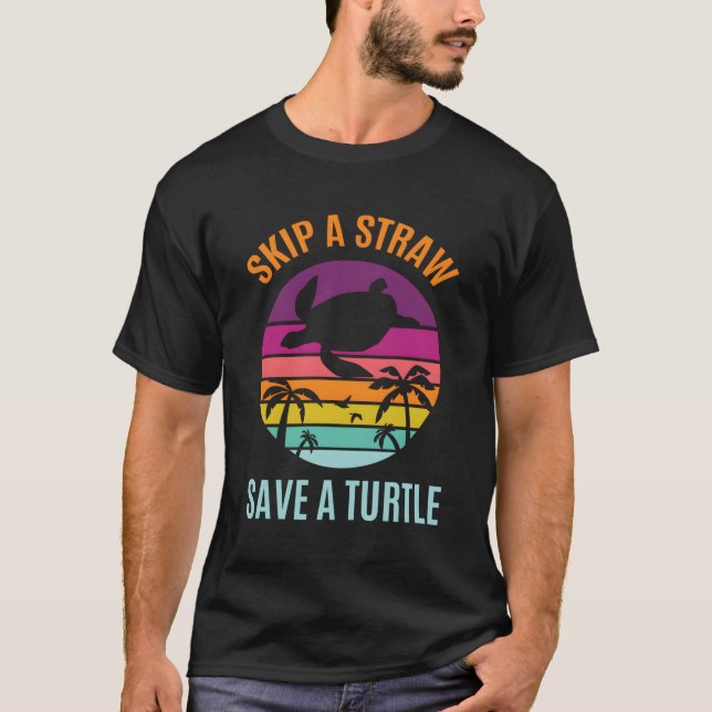 Camiseta Ignorar A Palheta Plástica Para Salvar As Tartarug (Frente)