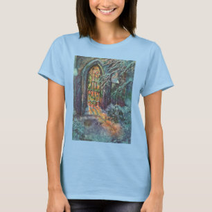 Camiseta Igreja de Natal Vintage com Vitral