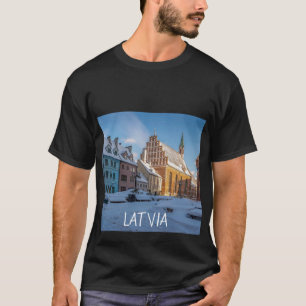 Camiseta Igreja de Peter no inverno em Riga, Letónia