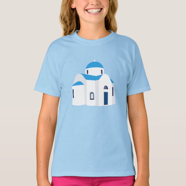 Camiseta Igreja Grécia Azul-Dome Grega (Frente)