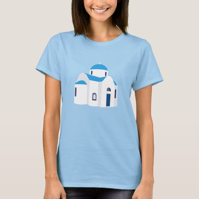 Camiseta Igreja Grécia Azul-Dome Grega (Frente)