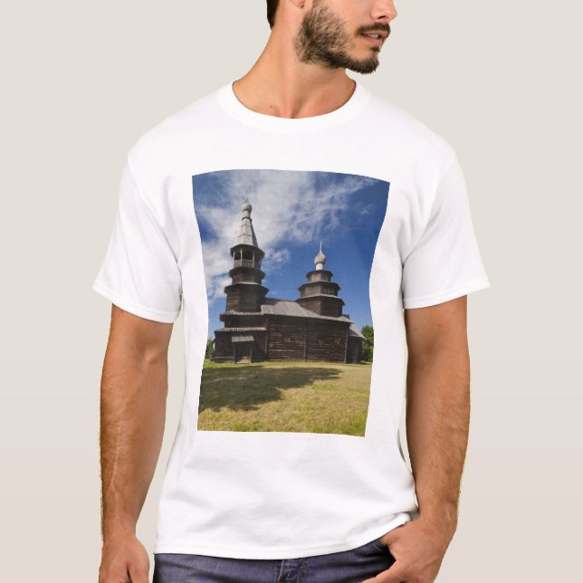Camiseta igreja ortodoxa russa de madeira tradicional (Frente)