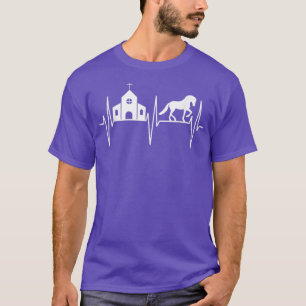 Camiseta IgrejaCavalo Cristão Amava Jesus indo à Igreja
