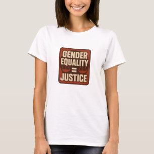 Camiseta Igualdade de Gênero = Justiça – Feminista Retro Qu
