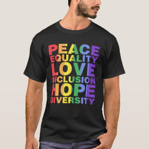 Camiseta Igualdade de Paz Inclusão de Esperança Gay P