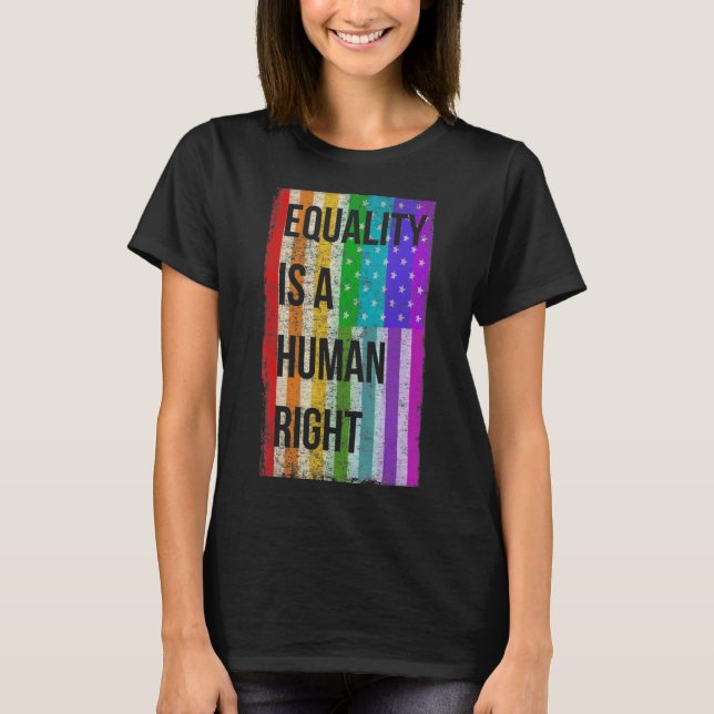 Camiseta Igualdade É Um Direito Humano, Arco-Íris, Bandeira (Frente)