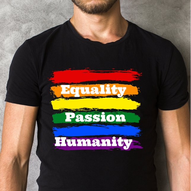 Camiseta Igualdade, paixão, humanidade (Criador carregado)