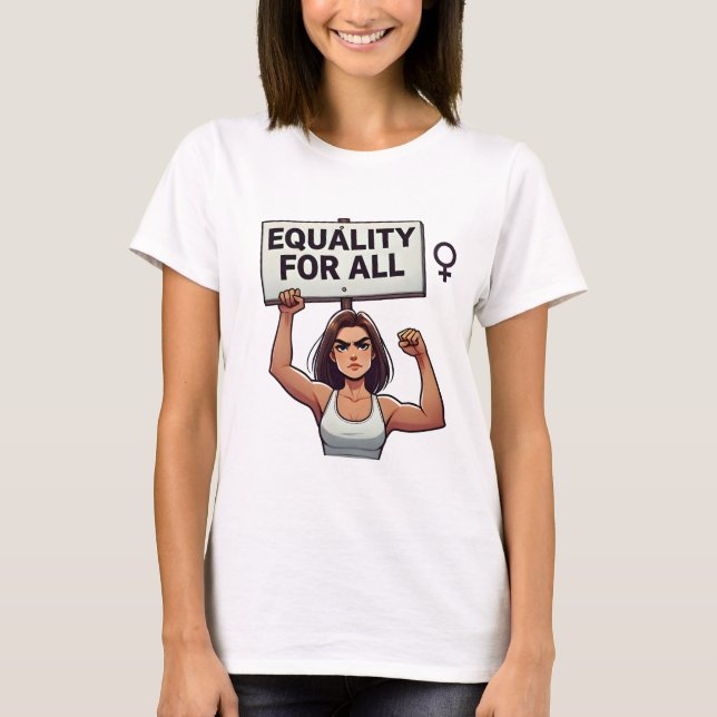 Camiseta Igualdade para todos - Mulher forte com sinal de p (Frente)
