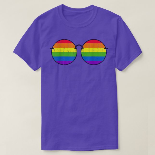 Camiseta Igualdade Queer Pride Mês Arco-Íris Bandeira Óculo (Frente do Design)