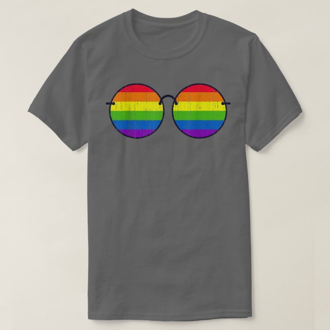 Camiseta Igualdade Queer Pride Mês Arco-Íris Bandeira Óculo (Frente do Design)