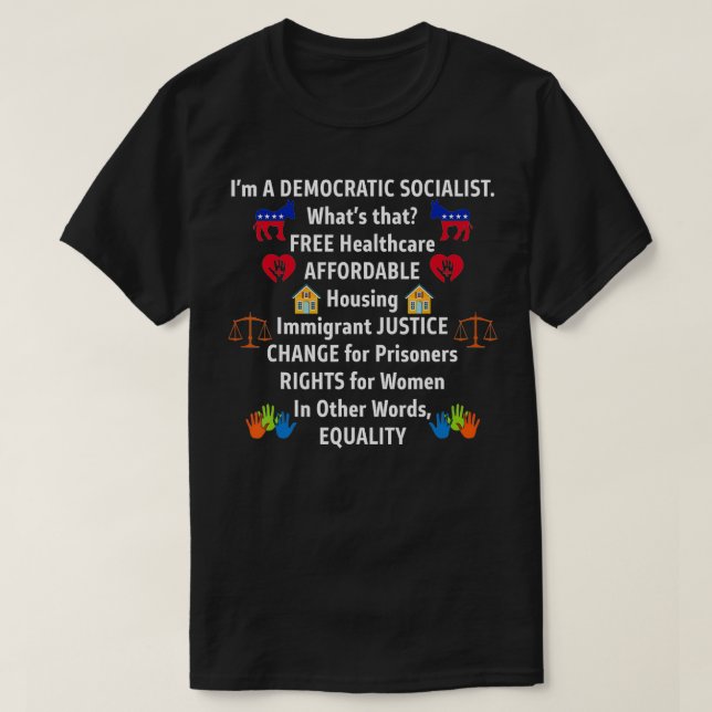 Camiseta Igualdade Socialista Democrática Justiça (Frente do Design)