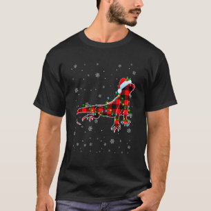Camiseta Iguana Christmas Santa Hat Cute Animais Xmas Ligh