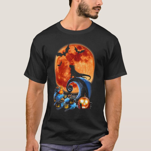 Camiseta Iguana E Lua Halloween Silhouette (Frente)