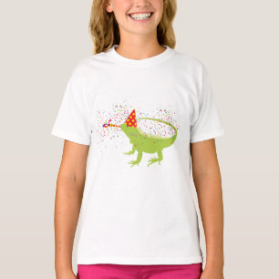 Camiseta Iguana Lizard Partilhando Animais Tendo uma Festa