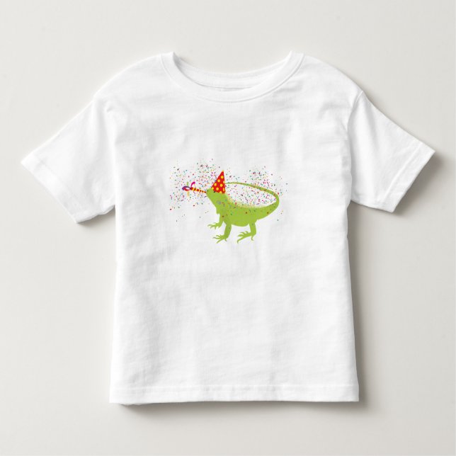 Camiseta Iguana Lizard Partilhando Animais Tendo uma Festa (Frente)