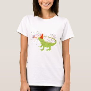 Camiseta Iguana Lizard Partilhando Animais Tendo uma Festa