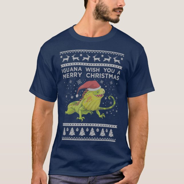 Camiseta Iguana Ugly Christmas Sweater Xmas Lizard (Frente)
